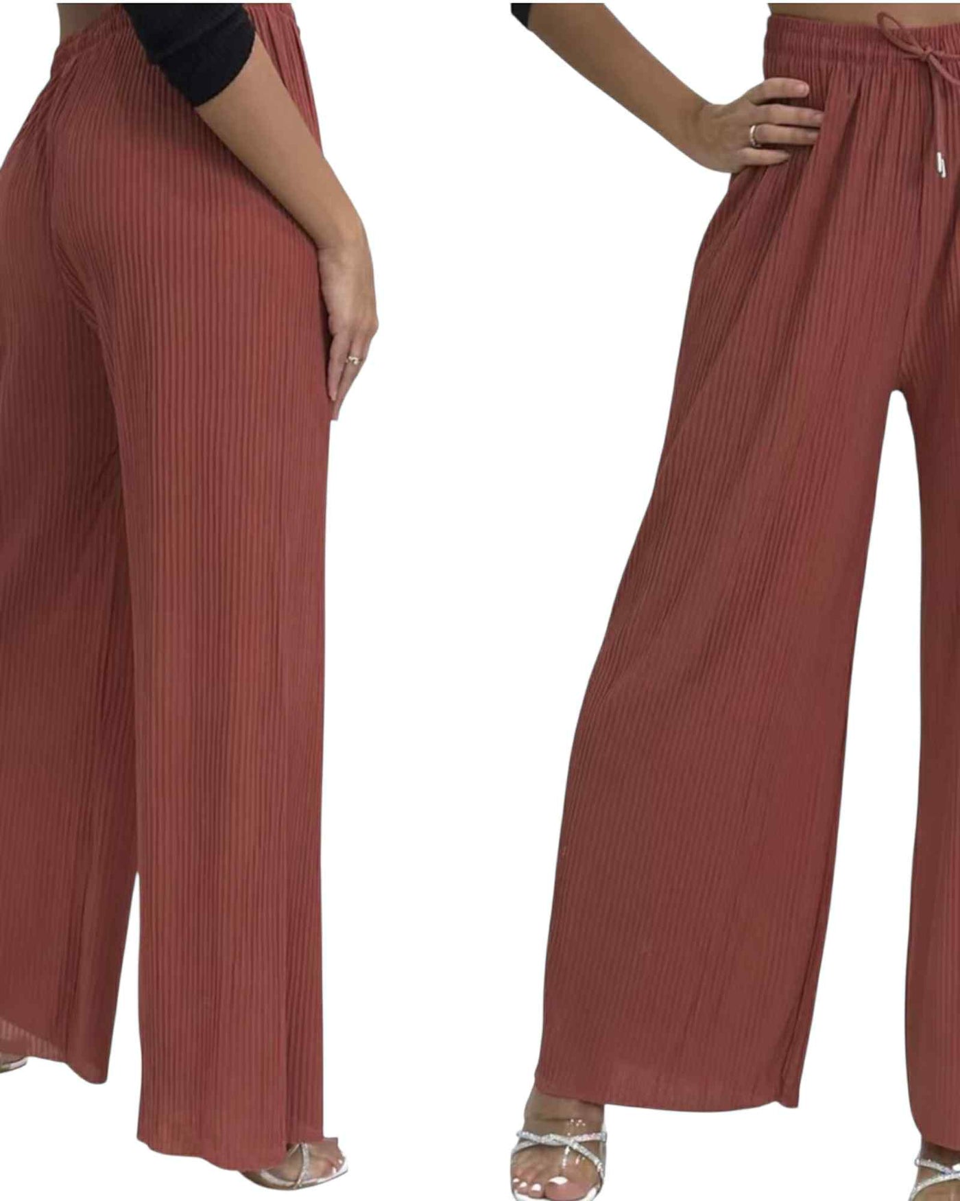 Pleated wide leg trousers
