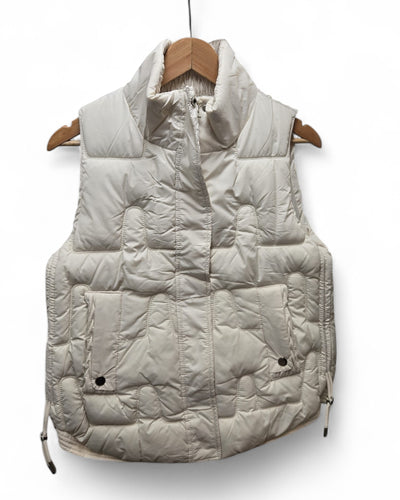 Women’s quilted padded gilet cream colour, high collar, full zip – The Boutique at No 83